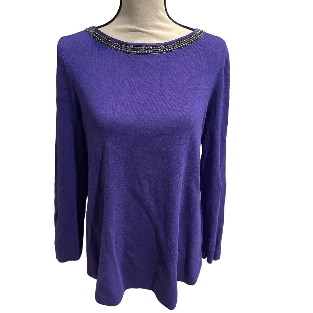 Women’s Carmen Marc Volvo Beaded Purple Sweater  Size large